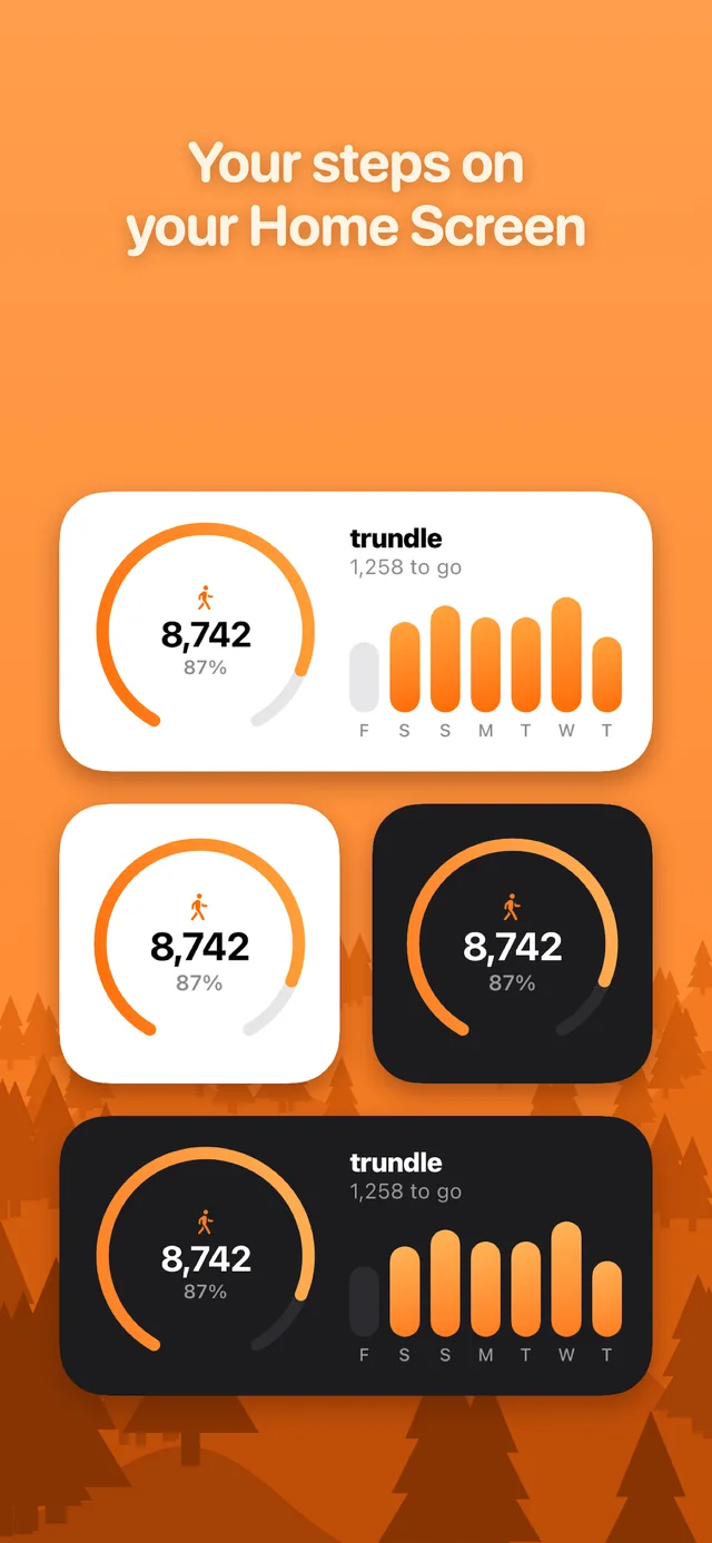 Trundle widgets in light and dark mode for the Home Screen